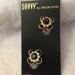 Savvy by Swarovski crystal gold-tone clip earrings